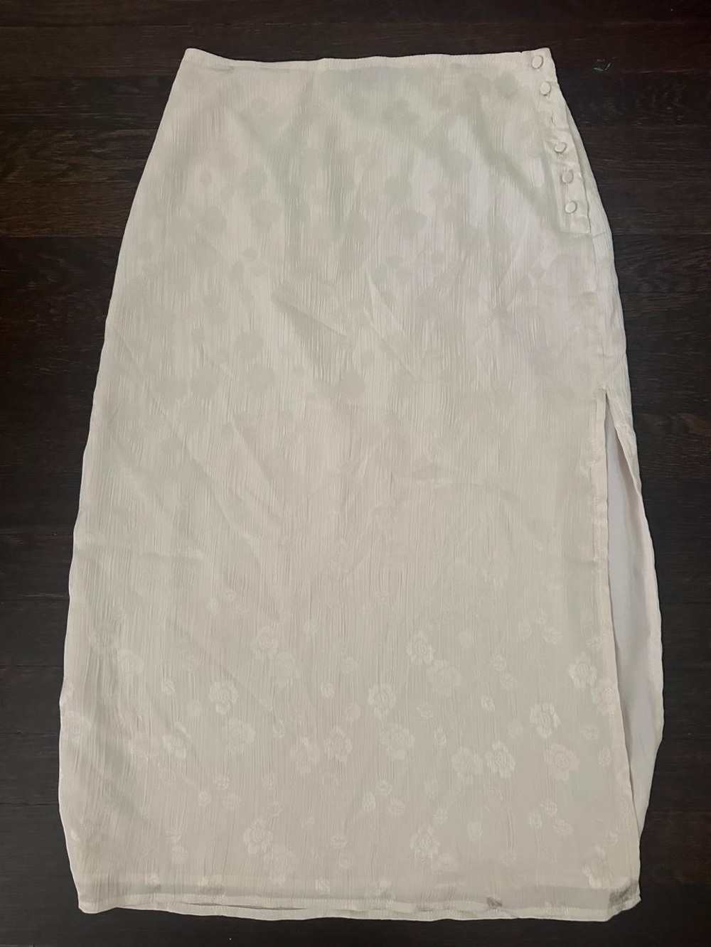 Lulu's Cream Floral-Texture Side-Slit Pencil Skirt